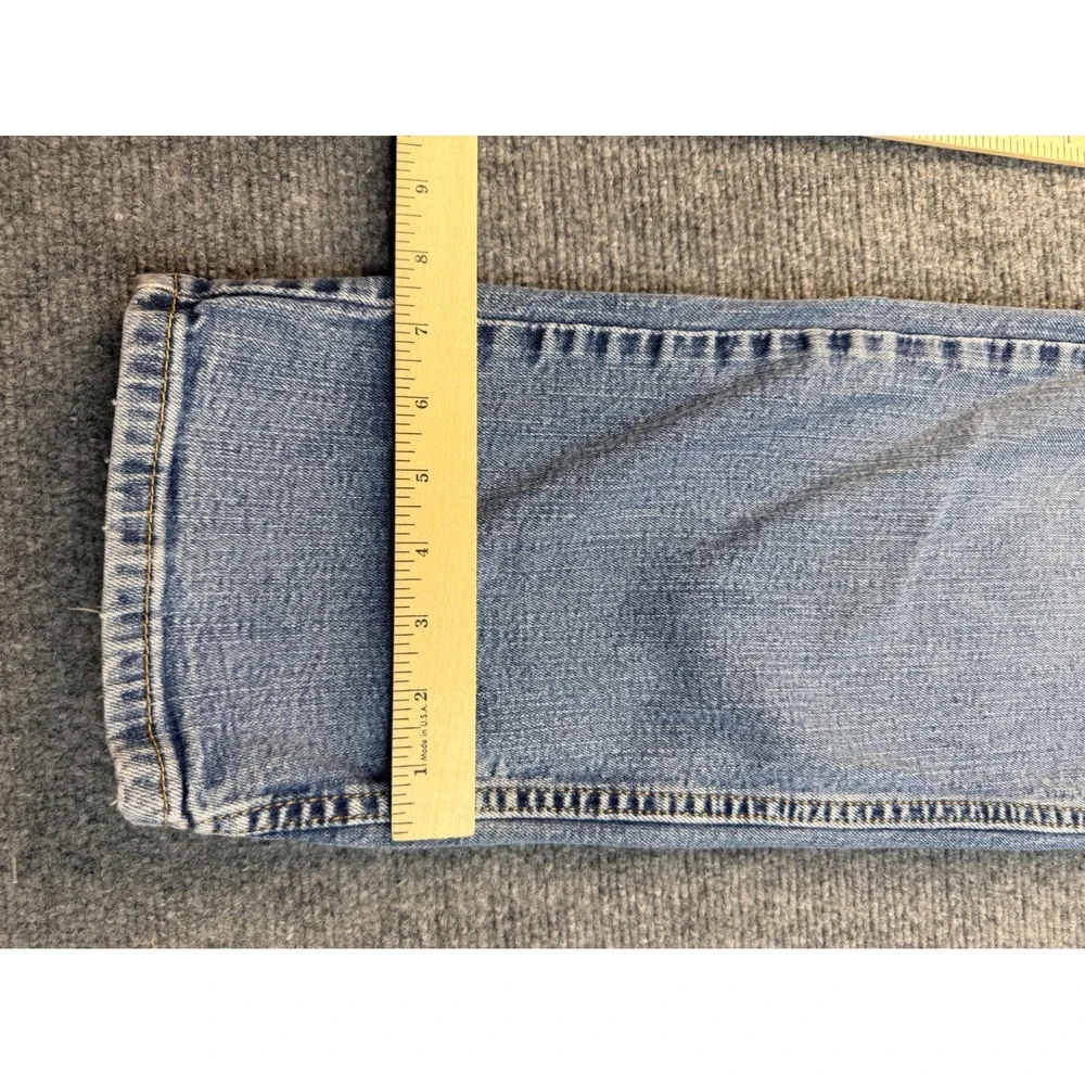 Levis 505 Mens 38x30 Light Wash Blue Regular Fit Straight Leg Denim Jean Distres